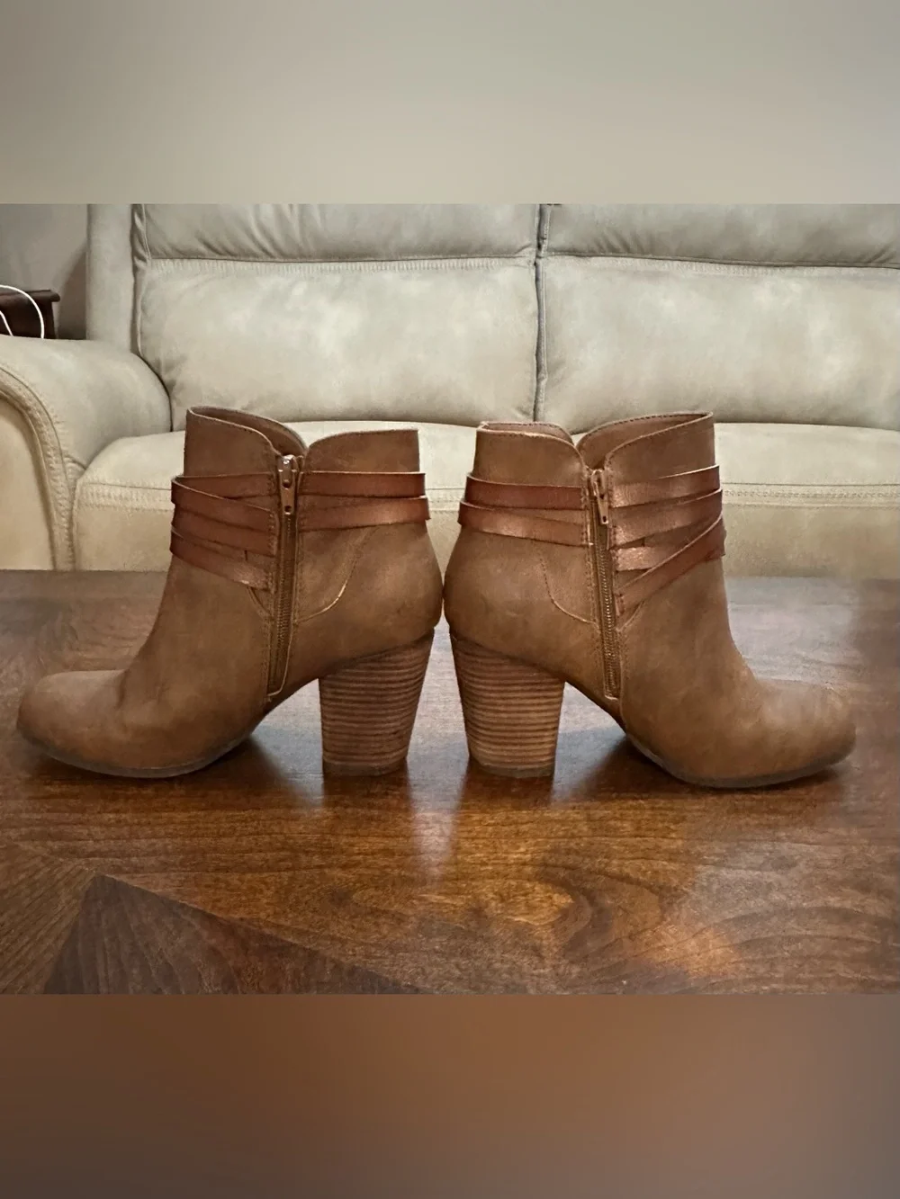 Madden Girl Women's Brown Ankle Booties with Buckle Straps